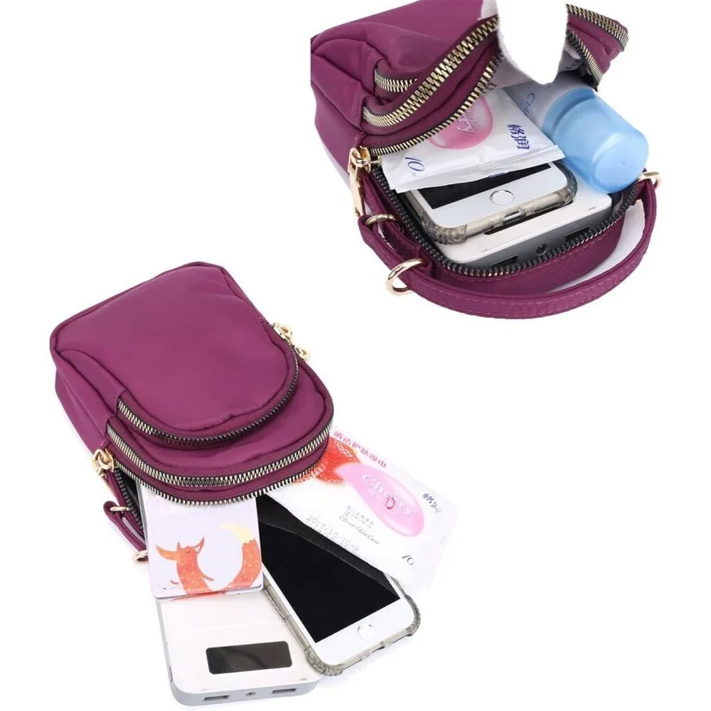 Women Crossbody Bag Nylon Waterproof Small Purses with 3 Zipper Pockets